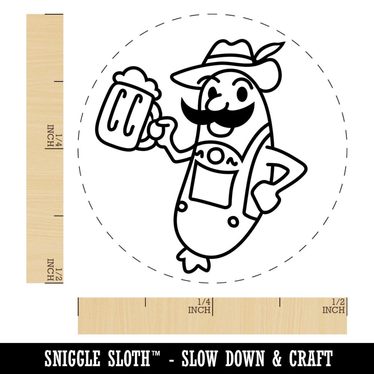 Oktoberfest Bratwurst in Lederhosen with Beer Self-Inking Rubber Stamp for Stamping Crafting Planners